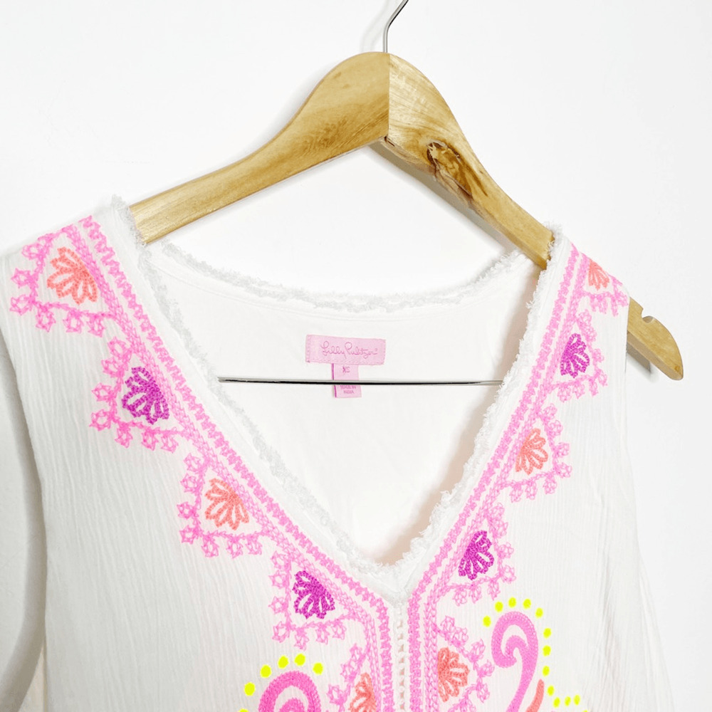Lilly Pulitzer Thalia Dress Sunseekers Embroidery resort white 25149 womens XS - Picture 4 of 6